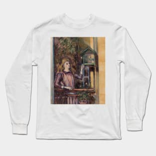 Girl with Birdcage by Paul Cezanne Long Sleeve T-Shirt